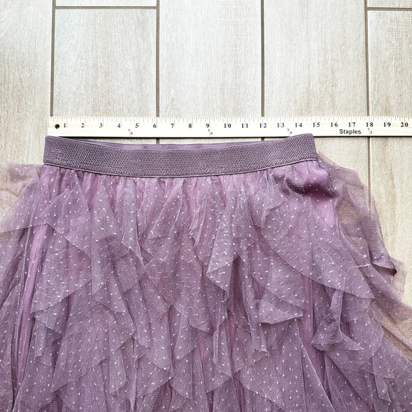 Anthropologie Cheri Ruffled Tiered Mesh Tulle Midi Skirt Medium Romantic Fairy - Picture 9 of 10